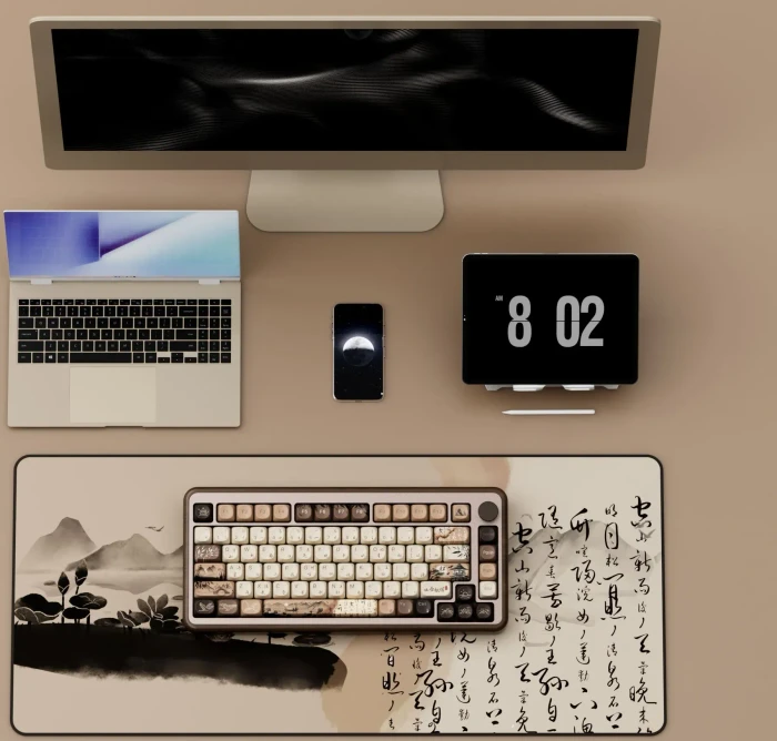 Akko MU02, Walnussholz - Mountain Seclusion, LEDs RGB, Rosewood linear, USB/Bluetooth, DE