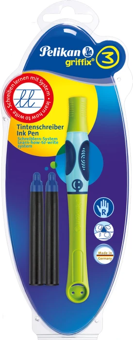 Pelikan griffix 3 Tintenroller (Patrone) green, Rechtshänder, Blister