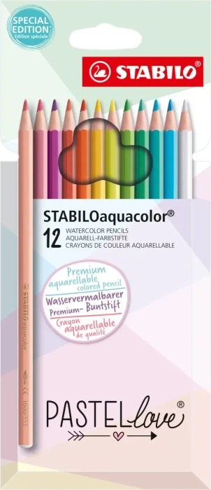 STABILO aquacolor PASTELlove Buntstift sortiert, Etui, 12er-Set