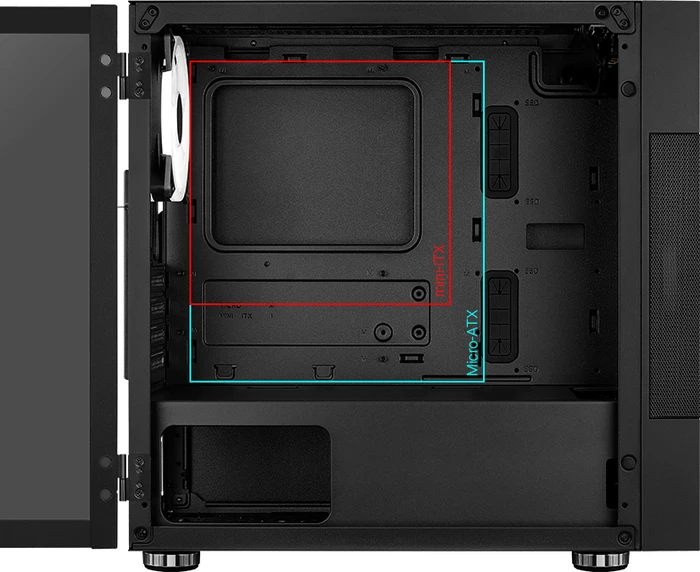 AeroCool Atomic, inkl. GPU-Halterung, Glasfenster