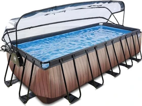 Exit Toys Wood Frame Pool mit Sandfilterpumpe und Abdeckung rechteckig 540x250x122cm