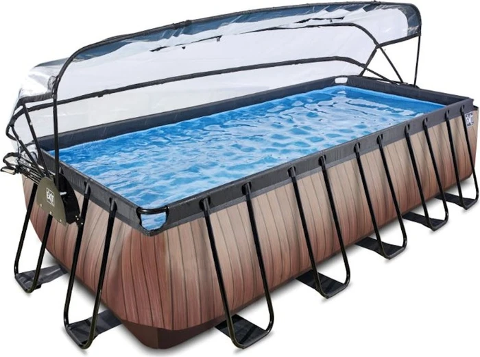 Exit Toys Wood Frame Pool mit Sandfilterpumpe und Abdeckung rechteckig 540x250x122cm