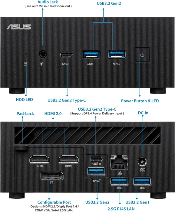 ASUS ExpertCenter PN52-S5030MD, Ryzen 5 5600H, 8GB RAM, 256GB SSD