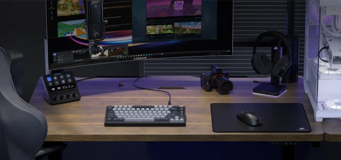 Corsair Platform:4 Elevate elektrisch höhenverstellbarer Sitz-Steh-Schreibtisch 120x76cm Walnuss/schwarz