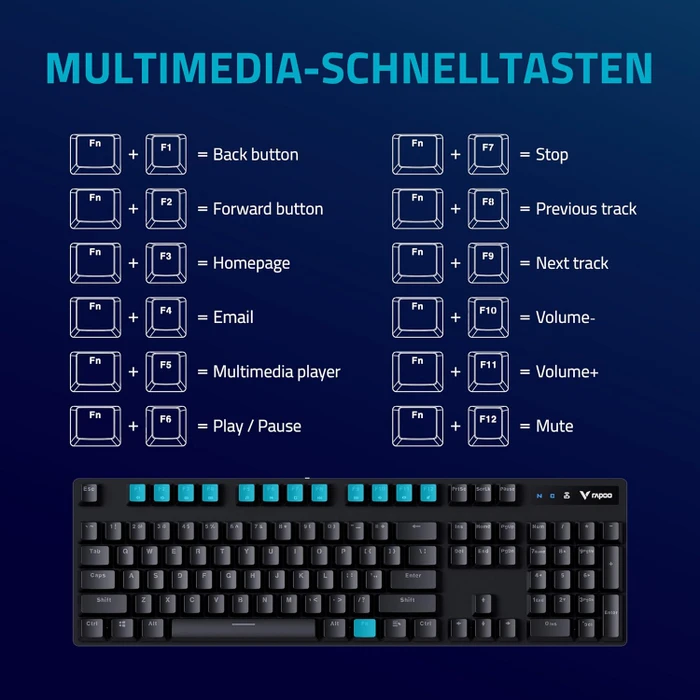 Rapoo V500PRO 2.4 Wireless, schwarz, BROWN Switches, USB, DE