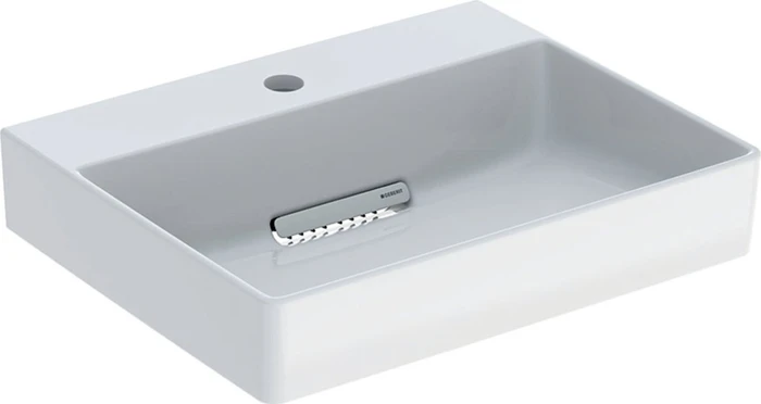 Geberit ONE Handwaschbecken Abgang horizontal 50cm, Hahnloch mittig, weiß/KeraTect