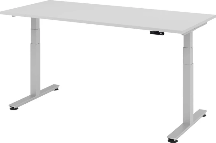 Hammerbacher Ergonomic Aktiv XDSM19/5/S elektrisch höhenverstellbarer Sitz-Steh-Schreibtisch 180x80cm grau/silber