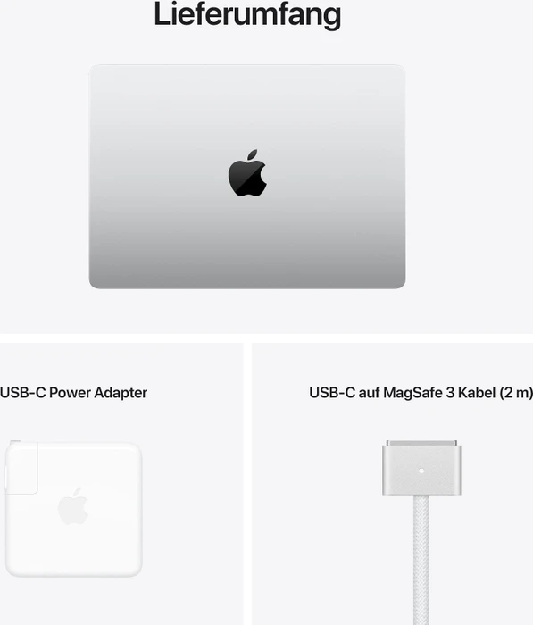 Apple MacBook Pro 14.2", silber, M1 Pro - 8 Core CPU / 14 Core GPU, 16GB RAM, 512GB SSD, DE [2021]