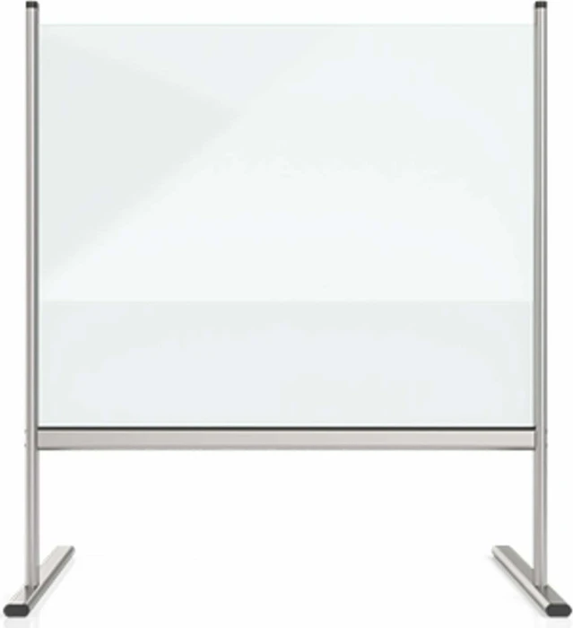 Magnetoplan Hygieneschutz Thekenaufsatz Hygienewand mit Aluminiumgestell, transparent/silber, 76x65cm