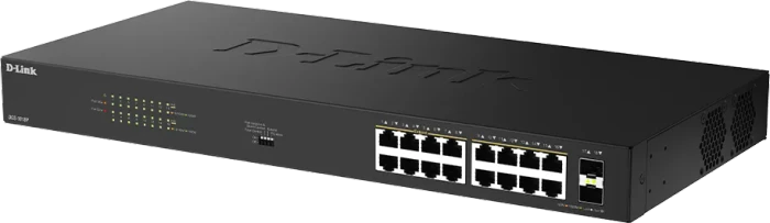D-Link DGS-1000 Rackmount Gigabit Switch, 16x RJ-45, 2x SFP, 240W PoE+