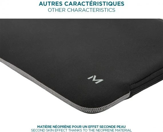 Mobilis Skin 12.5-14" Sleeve Notebook-Hülle, schwarz/grau