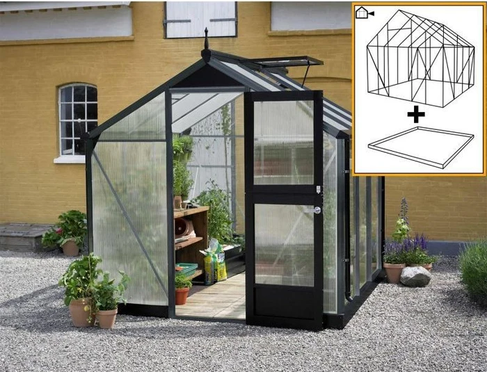 Juliana Compact 5m² 10mm Polycarbonat Gewächshaus anthrazit/schwarz