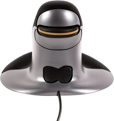 Fellowes Penguin beidhändige vertikale Maus, kabelgebunden, Größe M, schwarz/silber, USB