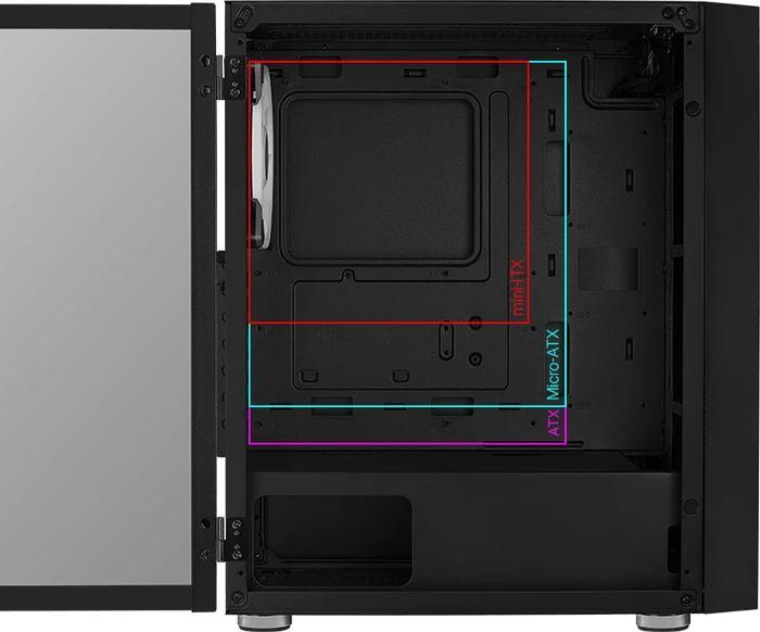 AeroCool Graphite, Lüfter LED RGB, Glasfenster