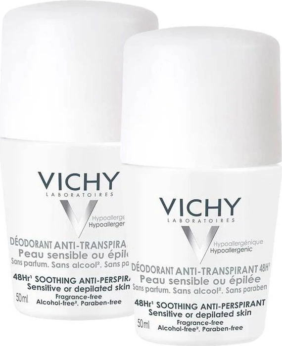 Vichy 48h sehr empfindliche oder epilierte Haut Roll-On Deodorant, 100ml (2x 50ml)