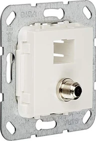 Gira Einsatz Modular Jack RJ45 Cat.6A 10 Gbit-Ethernet und SAT-F-Buchse Kupplung, SAT-F, Schneidklemme, Modular Jack, reinweiß glänzend
