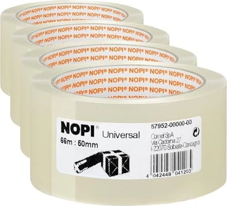 tesa Nopi Universal Klebeband transparent, 50mm/66m, 4 Stück