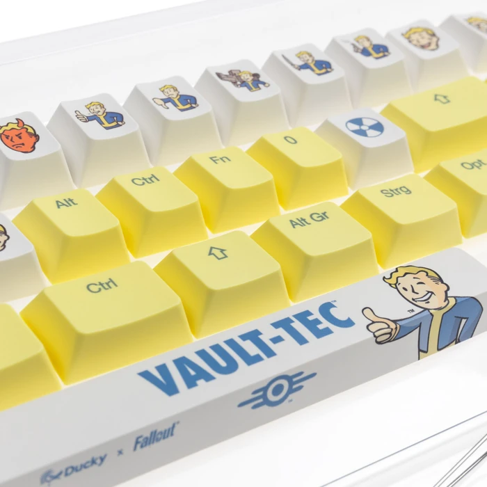 Ducky x Fallout Vault-Tec Keycap Set, Kunststoff (PBT) Double-Shot, weiß/gelb, 132 Tasten, ISO-DE