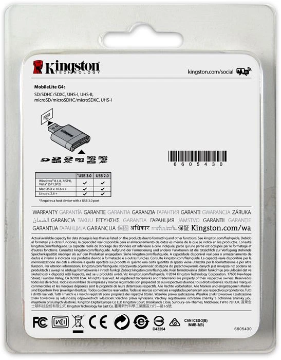 Kingston MobileLite G4 Dual-Slot-Cardreader, USB-A 3.0 [Stecker]