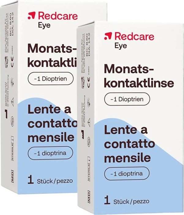 Redcare Monatskontaktlinse, -1.00 Dioptrien, 2 Stück