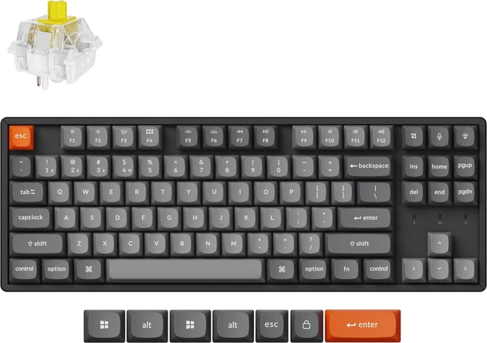 Keychron K8 Max, TKL, schwarz/grau, LEDs RGB, hot-swap, Keychron Super BANANA, USB/Bluetooth, US