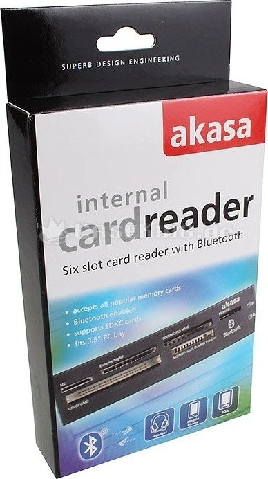 Akasa Internal Multi-Slot-Cardreader, Bluetooth, USB 2.0 9-Pin Stecksockel [Stecker]
