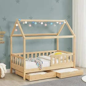 Juskys Marli Kinderbett mit Bettkasten 90x200cm natur