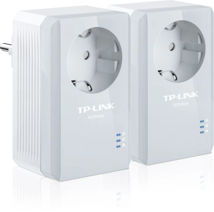 TP-Link Powerline AV600 Passthrough Starter Kit, HomePlug AV, RJ-45, 2er-Pack