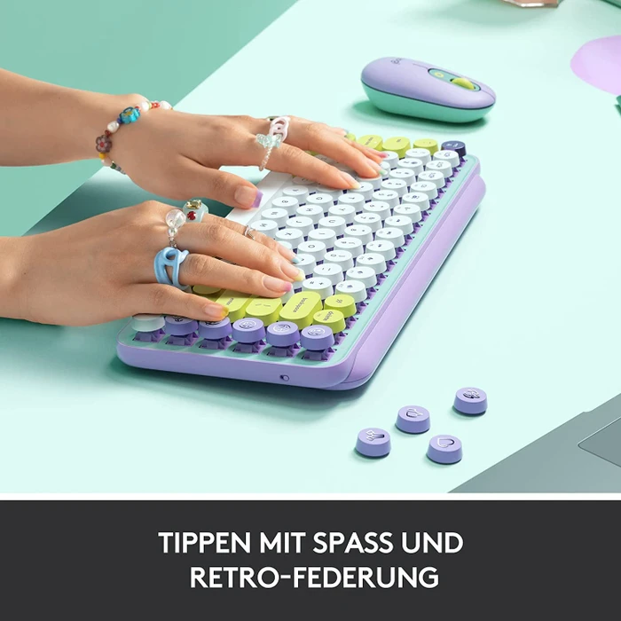 Logitech POP Keys Wireless Mechanical Keyboard, Logi Bolt, Daydream, TTC BROWN, USB/Bluetooth, DE