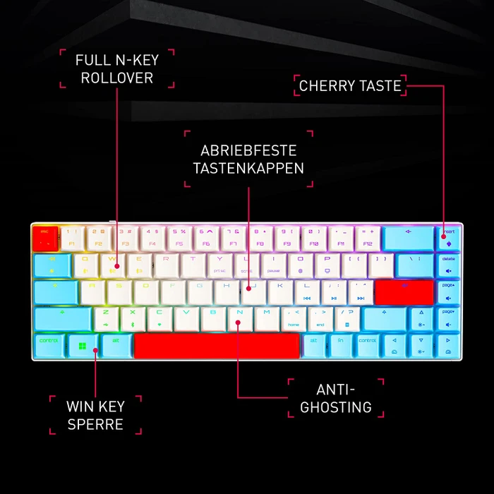 Cherry MX-LP 2.1 Compact Wireless, weiß, MX LOW PROFILE RGB SPEED, USB/Bluetooth, DE