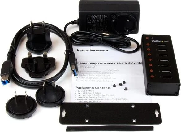 StarTech Wallmount USB-Hub, 7x USB-A 3.0, USB-B 3.0 [Buchse]