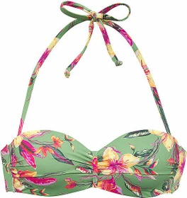 Lascana Malia Bandeau Bikini-Oberteil sage/pink print (Damen)