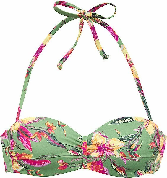Lascana Malia Bandeau Bikini-Oberteil sage/pink print (Damen)
