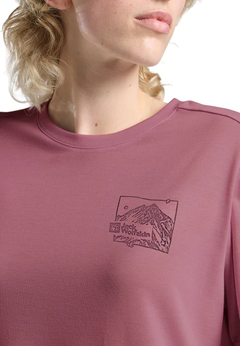 Jack Wolfskin Vonnan Graphic Funktionsshirt kurzarm ridge leaf raisin (Damen)