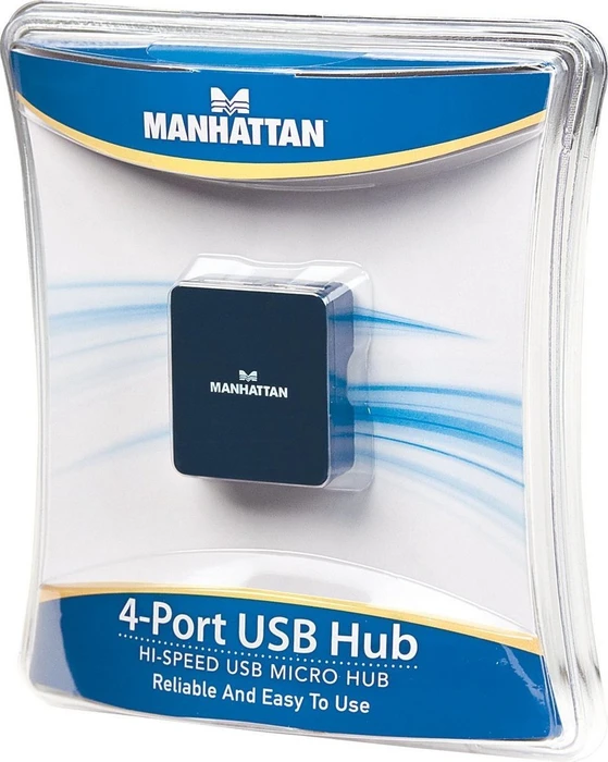 Manhattan Micro USB-Hub, 4x USB-A 2.0, USB-A 2.0 [Stecker]