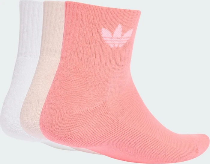 adidas Mid-Cut Crew Socken acid red/white/sandy pink, 3 Paare
