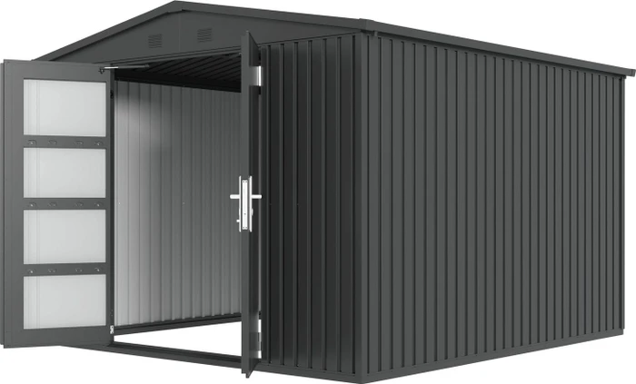Floraworld Premium Gerätehaus 284x300cm metallic schwarz