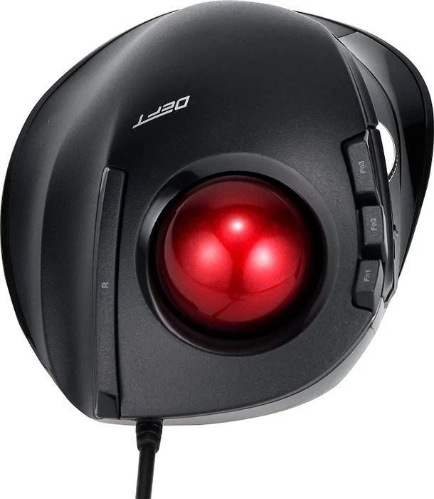Elecom DEFT M-DT2URBK-G Trackball schwarz/rote Kugel, Rechtshänder, USB-A