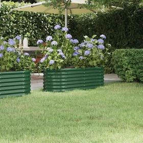 vidaXL Stahl Hochbeet oval 114x40cm grün
