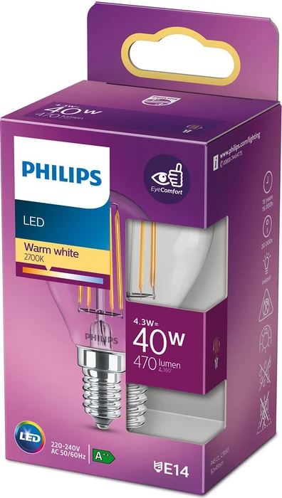 Philips Classic ND E14 4.3-40W/827 P45 CL