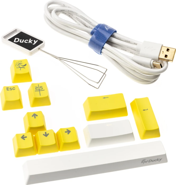 Ducky One 2 Pro Mini, PBT, weiß, LEDs RGB, MX RGB BLUE, USB, US