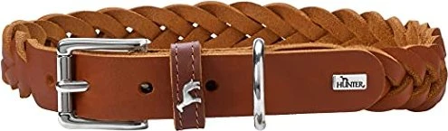 HUNTER Halsband 'Solid Education Special' – Handgeflochten Aus Rindsleder, Größe M (55 Cm), Dunkelbraun, Made In Germany