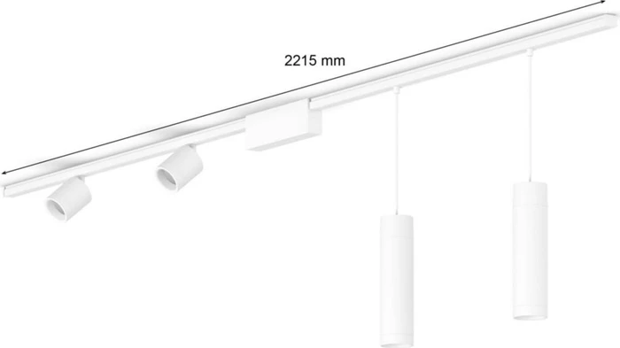 Philips Hue White and Color Ambiance Basis Perifo Schienensystem für die Decke gerade mit 2 Spots & 2 Pendelleuchten weiß