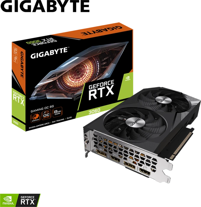 GIGABYTE GeForce RTX 3060 Gaming OC 8G (Rev. 1.0), 8GB GDDR6, 2x HDMI, 2x DP