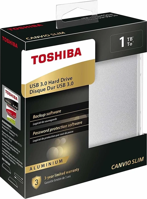 Toshiba Canvio Slim Silber, silber, 1TB, USB 3.0 Micro-B