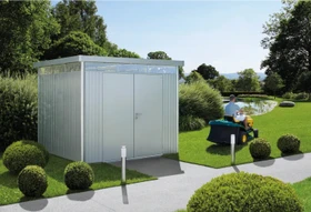 Biohort HighLine H4 Gerätehaus mit Doppeltür silber-metallic