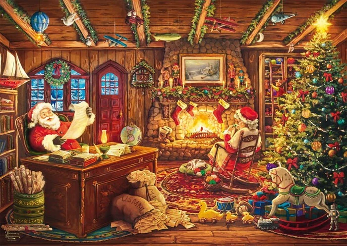 Schmidt Spiele Thomas Kinkade Santa prüft die Wunschliste