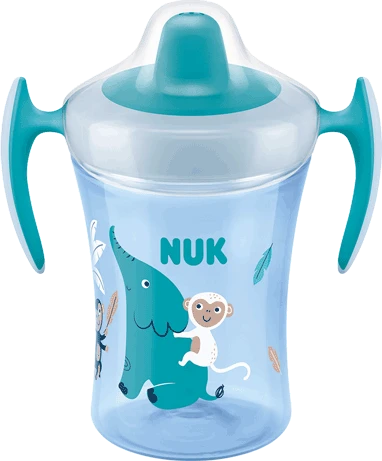 NUK Trainer Cup Trinklerntasse mit Trintülle, 6+M, 230ml, elefant türkis