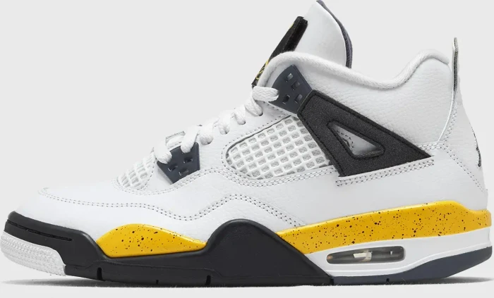 Nike Air Jordan Retro 4 Retro white/dark blue grey/black/tour yellow (Junior) (408452-102)