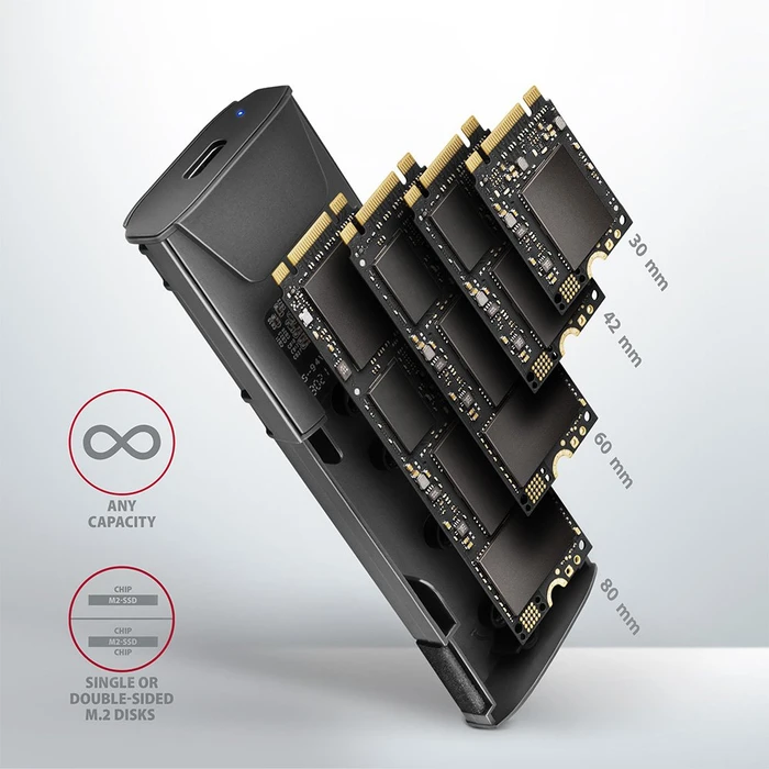Axagon M.2 Festplattengehäuse, M.2 PCIe, USB-C 3.1